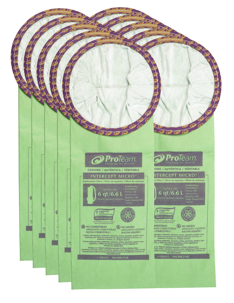 Sacs en papier pour aspirateur Proteam 6,6 L - paquet de 10 sacs - n.100431