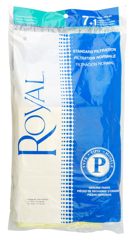 Sacs Royal en papier de type P - paquet de 7 sacs avec 1 filtre de chambre - filtration standard - 3RY1100001