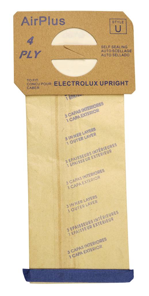 Sac en papier pour aspirateur Electrolux Discovery Prolux - style U AirPlus - boîte de 100 sacs - en vrac - 138FPC*
