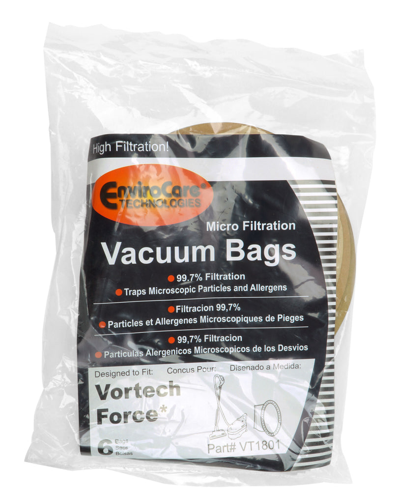 Sac en papier pour aspirateur Vortech Force - paquet de 6 sacs - VT1801
