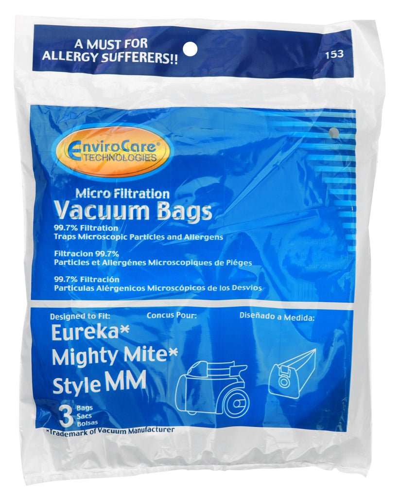 Sac microfiltre pour aspirateur Eureka, Mighty Mite, style MM - paquet de 3 sacs - Envirocare 153