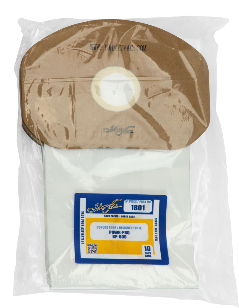 Sac en papier pour aspirateur Powr-Pro BP-600 - paquet de 10 sacs