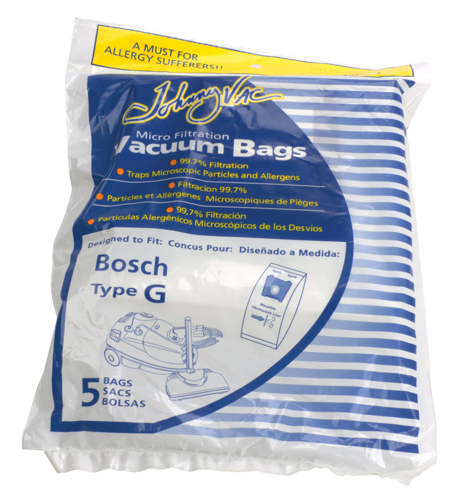 Sac microfiltre pour aspirateur Bosch type G - paquet de 5 sacs - Envirocare 206