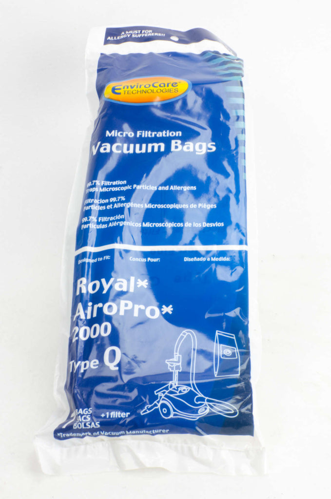 Sac microfiltre pour aspirateur Royal Air Pro 2000 type Q - paquet de 7 sacs + 1 filtre - Envirocare 214