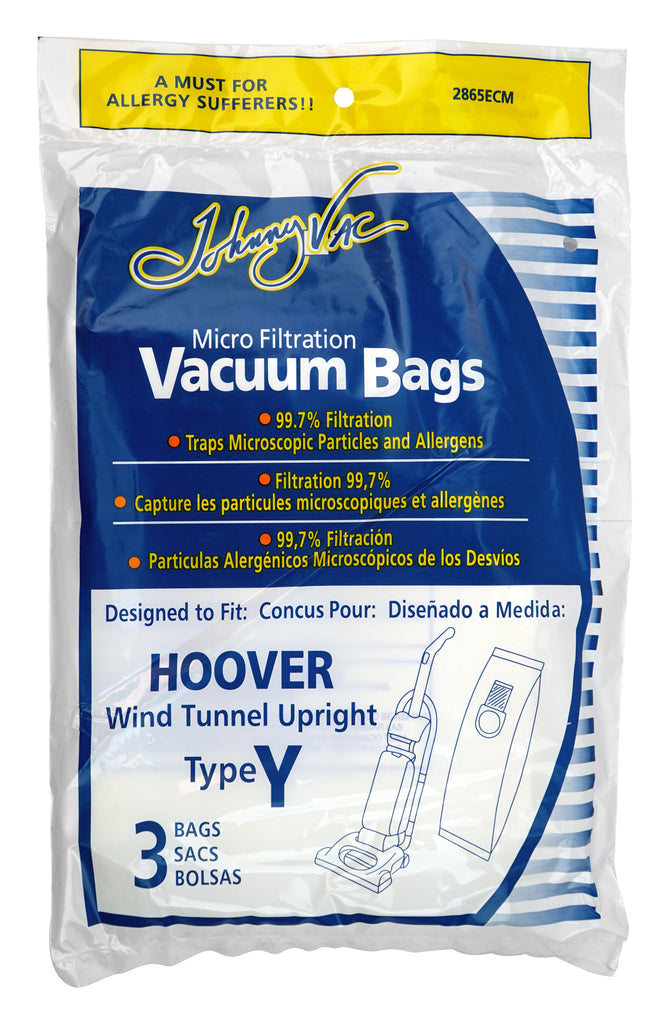 Sac microfiltre pour aspirateur vertical Hoover Wind Tunnel de type Y - paquet de 3 sacs - Envirocare 856