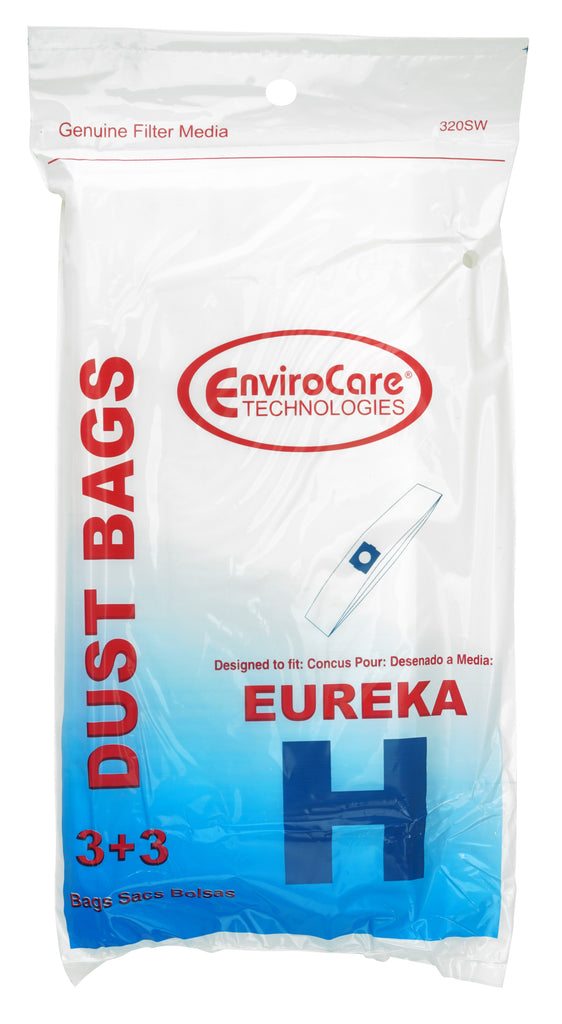Sac en papier pour aspirateur Eureka type H - paquet de 3 sacs + 3 filtres - Envirocare 320SW