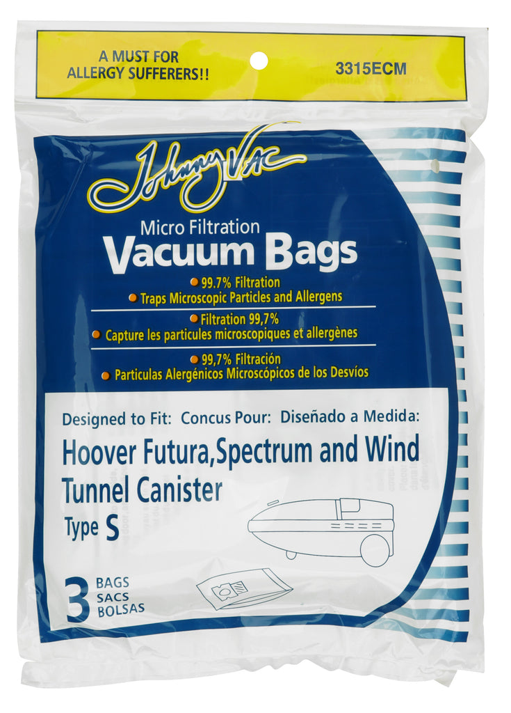 Sac microfiltre pour aspirateur Hoover type S - paquet de 3 sacs - Envirocare 109