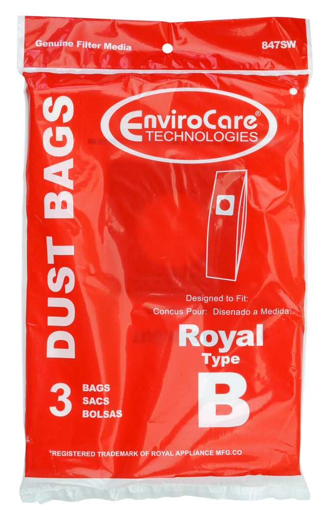 Sac en papier pour aspirateur Royal type B - paquet de 3 sacs - Envirocare 847SW