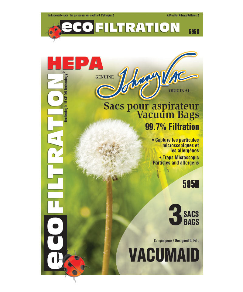 Sac microfiltre HEPA pour aspirateur Vacumaid - paquet de 3 sacs - Envirocare VM12G-H