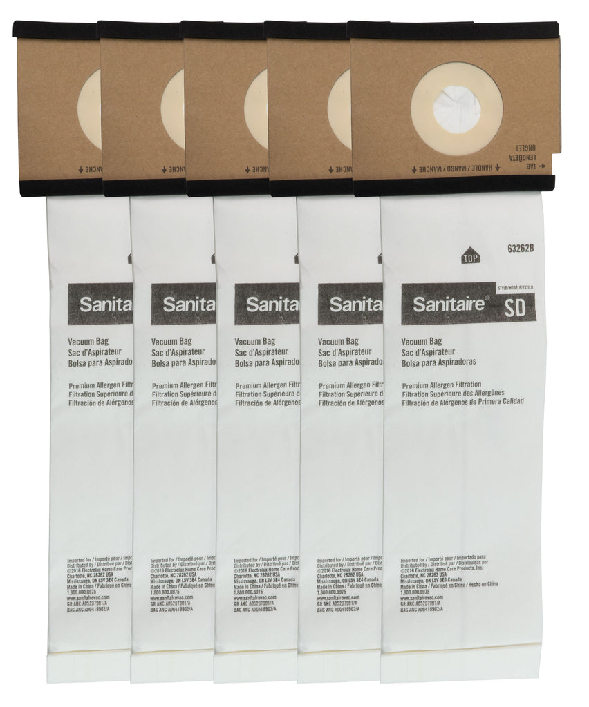 Sac en papier pour aspirateur Eureka type SD modèles S9120, SC9150 et SC9180 - paquet de 5 sacs - 63262-B