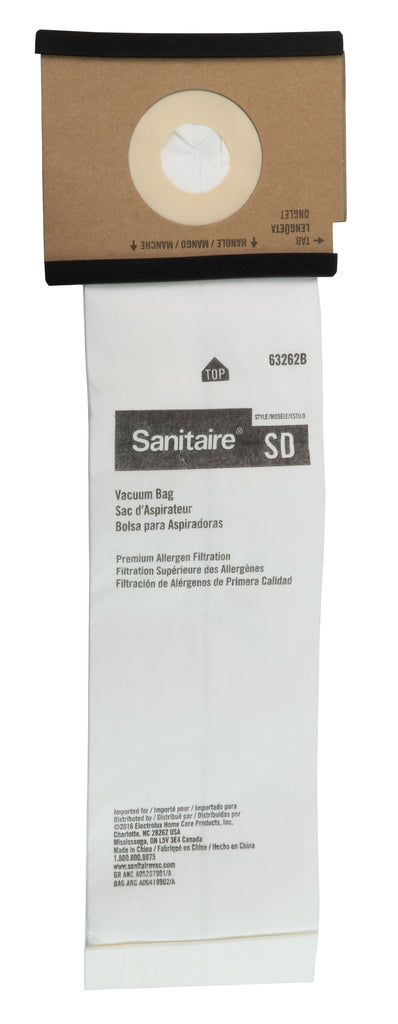 Sac en papier pour aspirateur Eureka type SD modèles S9120, SC9150 et SC9180 - paquet de 5 sacs - 63262-B
