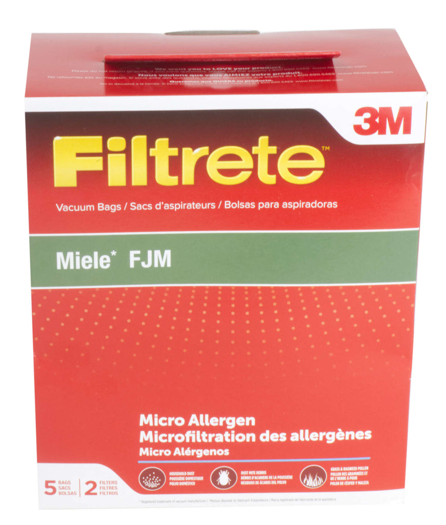 Sac en microfiltre HEPA pour les aspirateurs de marque Miele F, J et M,  paquet de 5 sacs +2 filtres - #68704B