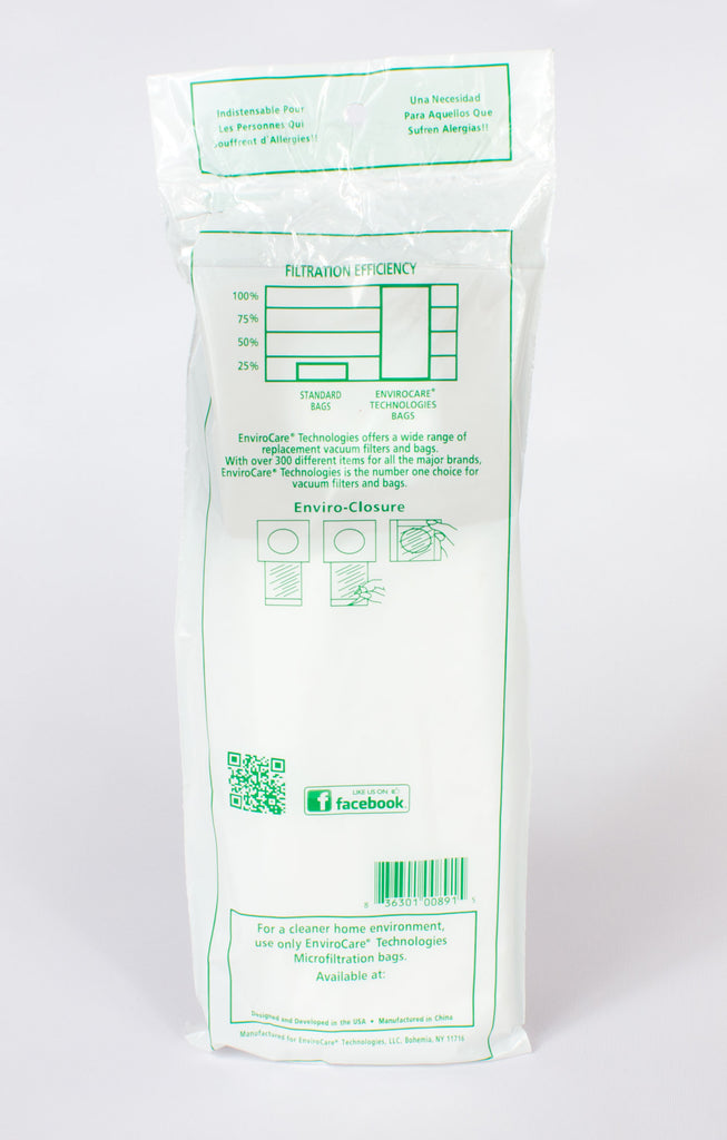 Sac microfiltre HEPA pour aspirateur Hoover type I - paquet de 3 sacs - Envirocare A891