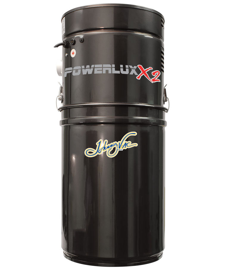 Aspirateur central Johnny Vac - PowerluxX2 - ASP3000 - silencieux - 2 moteurs - 700 watts-air - capacité 12 gal (45,5 L) - support mural - Sac HEPA - Filtre Fibrotex HEPA