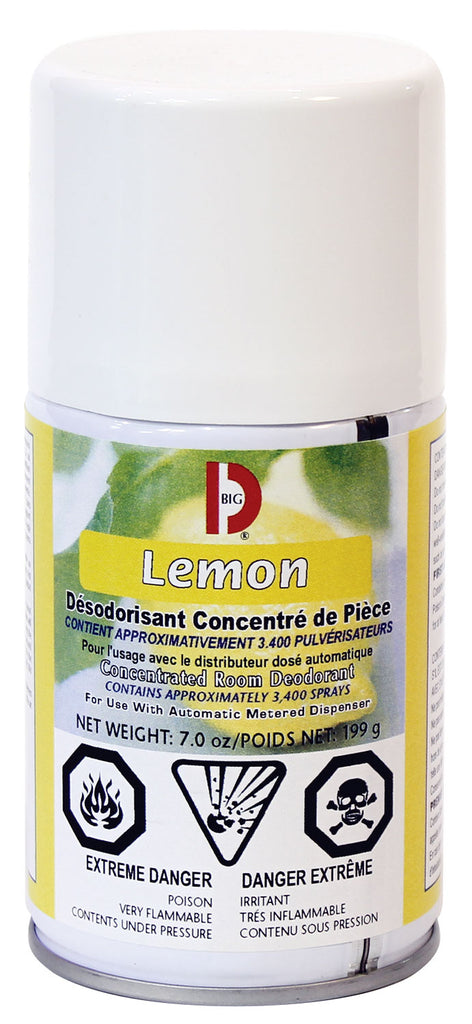 Désodorisant concentré en aérosol - dose mesurée - citron - 3400 jets - 7 oz (199 g) - Big D 451