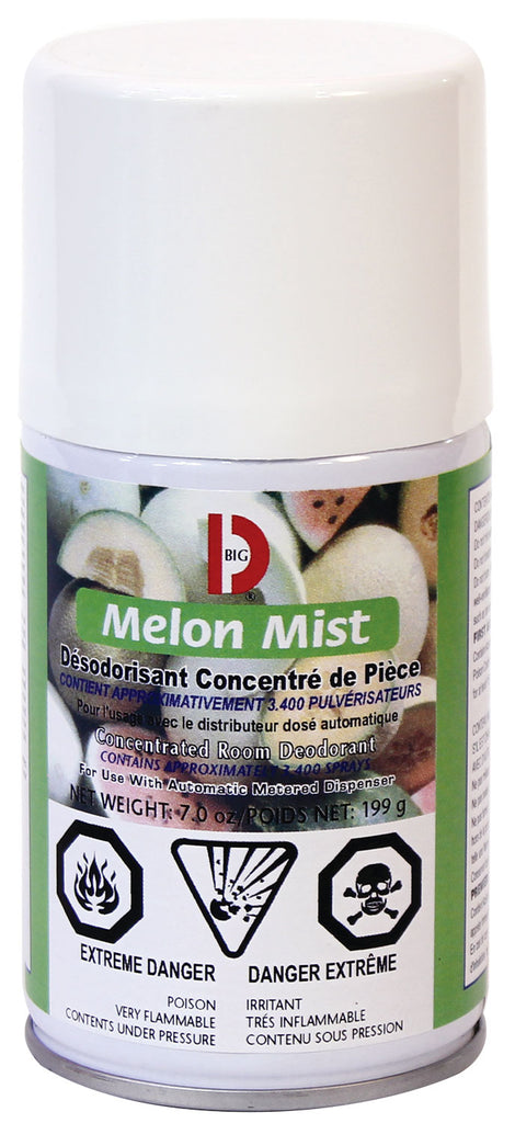 Désodorisant concentré en aérosol - dose mesurée - melon - 3400 jets - 7 oz (199 g) - Big D 452