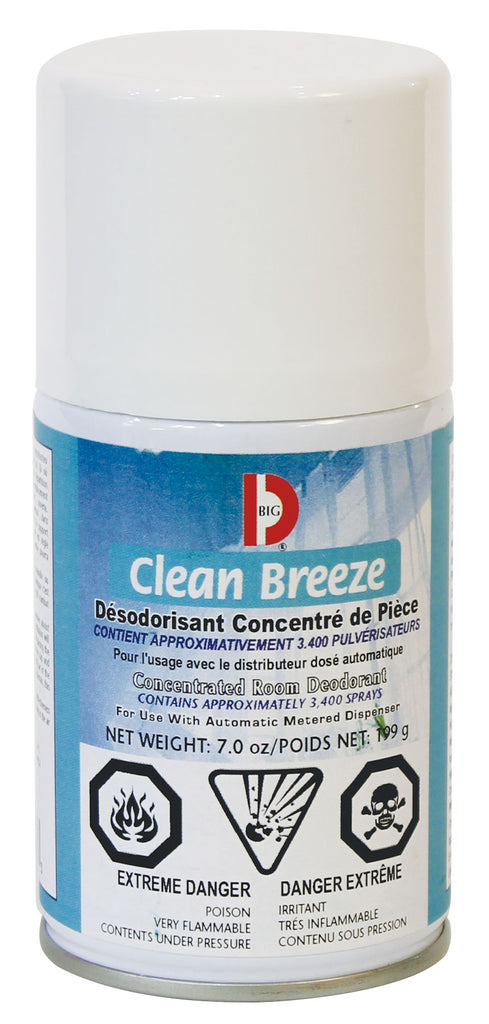 Désodorisant concentré en aérosol - dose mesurée - brise fraiche  - 3400 jets - 7 oz (199 g) Big D 478