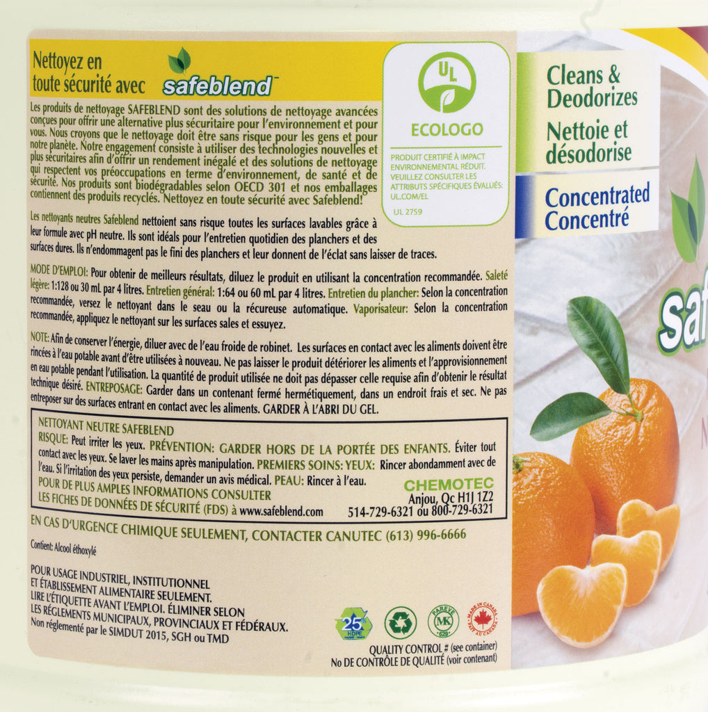 Nettoyant neutre - concentré - tangerine - 4 L (1,06 gal) - Safeblend  NCTO-G04