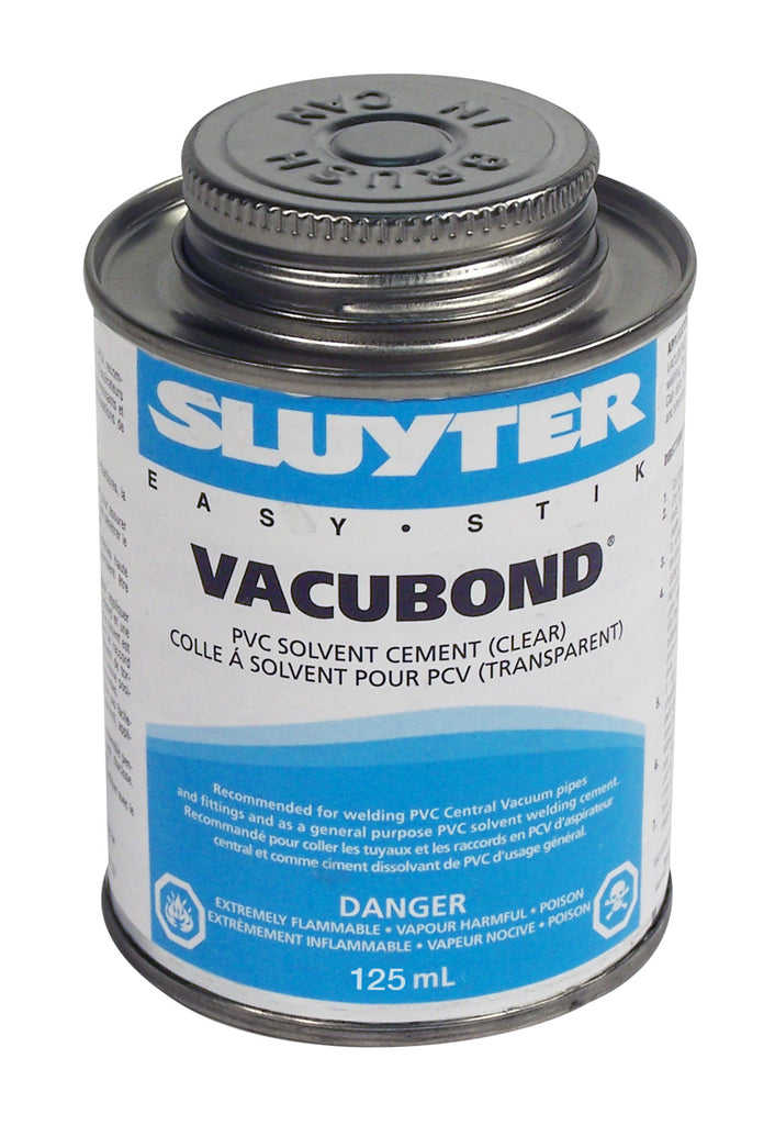 Colle à solvent pour le pvc - 125 ml - transparent - pour les tuyaux et raccords des aspirateurs centraux - Sluyter 10362