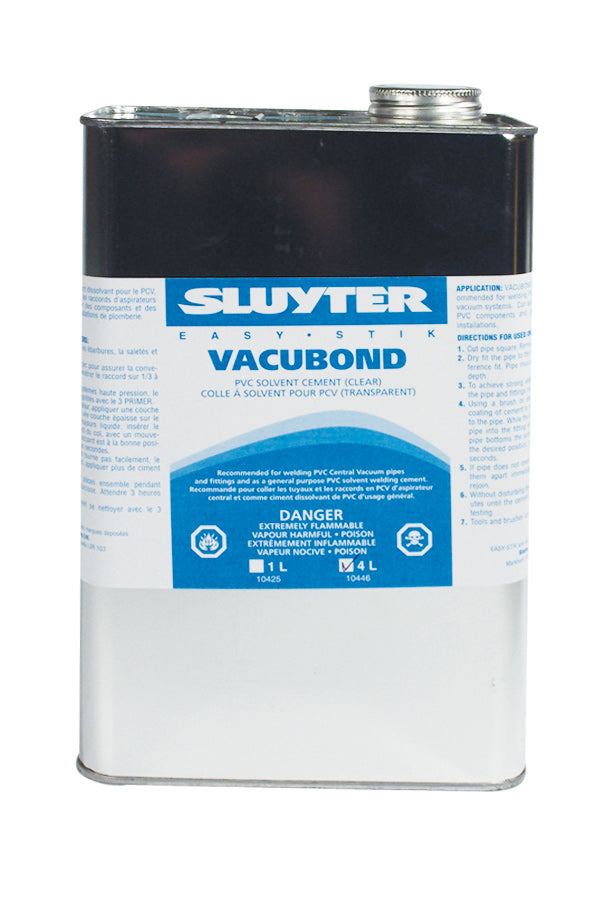 Colle à solvent pour le pvc - 4 L - transparent - pour les tuyaux et raccords des aspirateurs centraux - Sluyter 10446