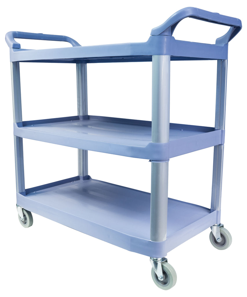 Chariot de service / utilitaire - 3 tablettes - 4 roues pivotantes - bleu