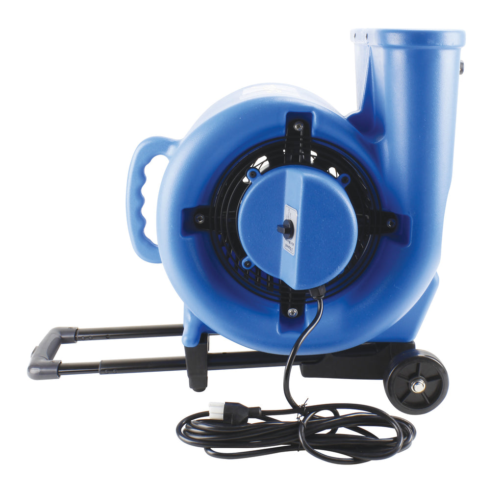 Ventilateur / souffleur / séchoir de plancher portatif - Johnny Vac - diamètre du ventilateur 9,5" (24 cm) - 3 vitesses avec poignée téléscopique et roues - bleu