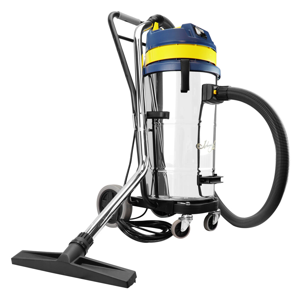 Aspirateur commercial sec et humide capacité de 28,8 L (7,6 gal) - cuve en métal - sur chariot - cuve basculante - prise pour balai électrique - boyau de 3 m (10') - manchons en métal - brosses et accessoires inclus