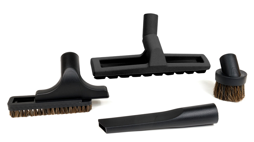 Ensemble de brosses pour aspirateur central - brosse à plancher sur roues - brosse à épousseter - brosse pour meubles - outil de coins - noir