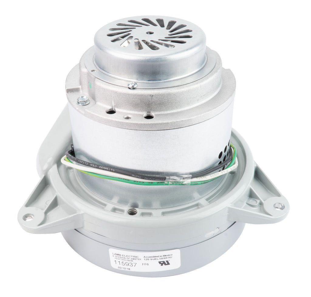 Moteur pour aspirateur tangentiel - dia 7,2" - 2 ventilateurs - 120 V - 12,7 A - 1405 W - 392 watts-air - levée d'eau 110,1" - CFM (pi3/min) 105,4 - peinture epoxy - Lamb/Ametek 115937 (S)