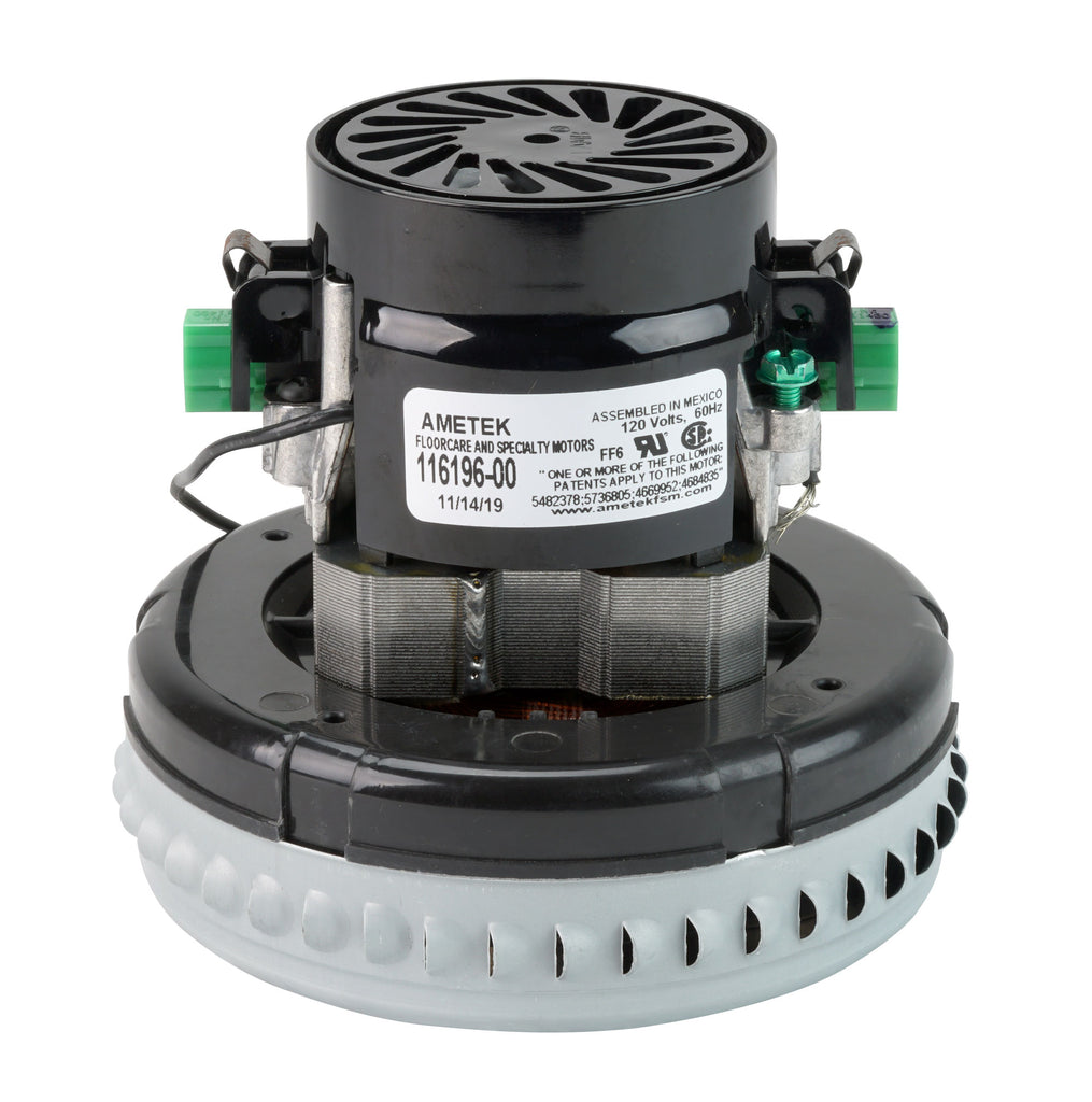 Moteur pour aspirateur "Bypass" - dia 5,7" - 1 ventilateur - 120 V - 7 A - 827 W - 291 watts-air - levée d'eau 49,5" - CFM (pi3/min) 133 - Lamb / Ametek 116196-00 (S)