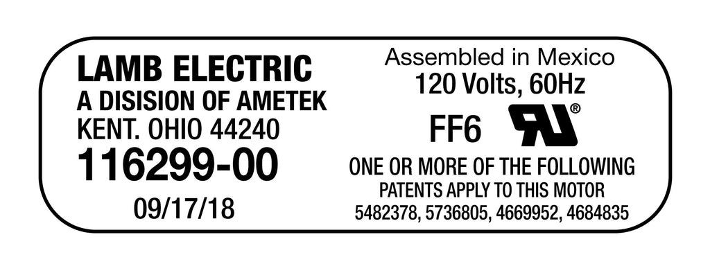 Moteur pour aspirateur "Bypass" - dia 5,7" - 1 ventilateur - 120 V - Lamb / Ametek 116299-00 (S)
