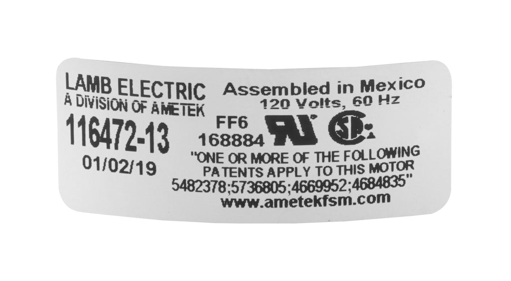 Moteur pour aspirateur tangentiel - dia 5,7" - 2 ventilateurs -120 V - peinture epoxy - Lamb / Ametek 116472-13 (S) **