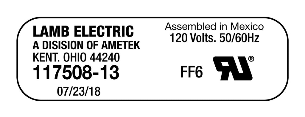 Moteur pour aspirateur "Bypass" - dia 7,2" - 2 ventilateurs - 120 V - peinture epoxy - Lamb / Ametek 117508-13 (S)
