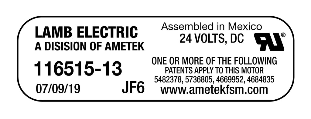 Moteur pour aspirateur tangentiel - 3 ventilateurs - 24 V - peinture epoxy  - Lamb / Ametek  116515-13 (B)