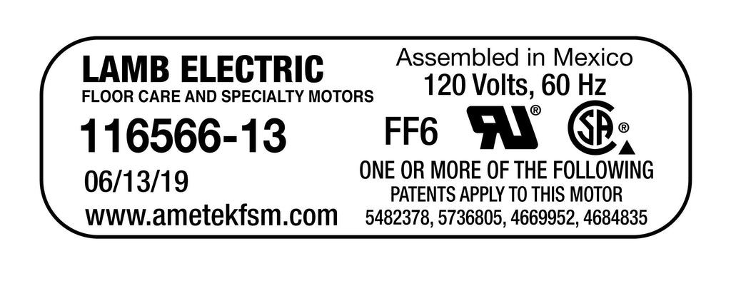 Moteur pour aspirateur "Bypass" - dia 5,7" - 3 ventilateurs - 120 V - peinture epoxy - Lamb / Ametek 116566-13 (S)