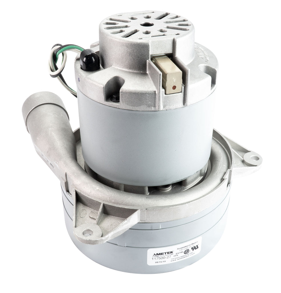 Moteur pour aspirateur tangentiel - dia 7,2" - 3 ventilateurs - 120 V - 14,4 A - 1605 W - 530 watts-air - levée d'eau 145,9" - CFM (pi3/min) 102,5 - Lamb/Ametek 11750012(b)
