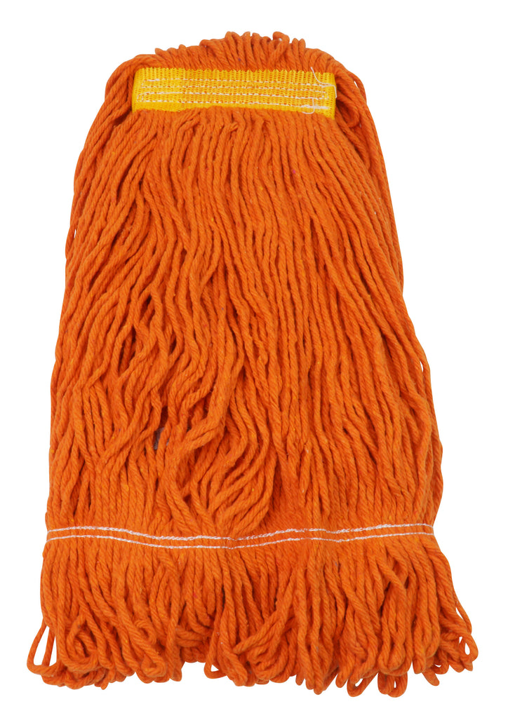 Tête de vadrouille / moppe synthétique de rechange - humide pour laver - bout bouclé - 680 g (24 oz) - orange