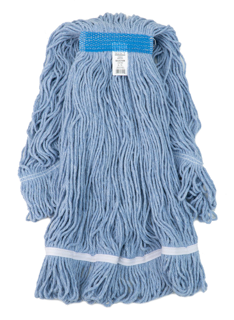Tête de vadrouille / moppe en coton de rechange - bouclée à bandes étroites - extra-large - bleue - Select BEB4I