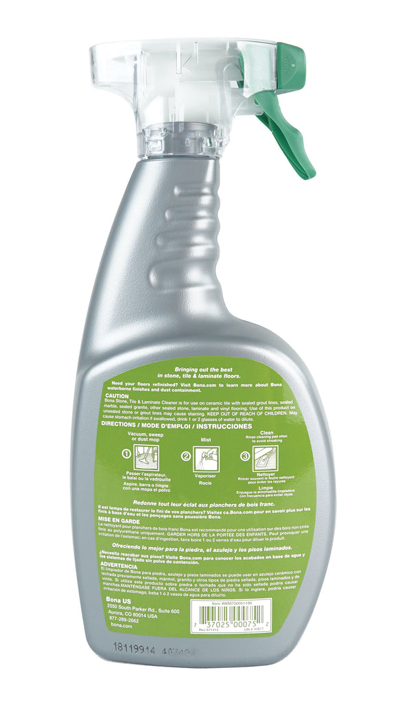 Nettoyant vaporisateur pour les planchers de pierre, carreau et stratifié - 32 oz (947 ml ) - Bona SJ304CS