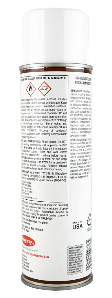 Nettoyant pour scie, dissolvant à gommes et poix de Sprayway - 1lb, 2oz (510g) - SW-836