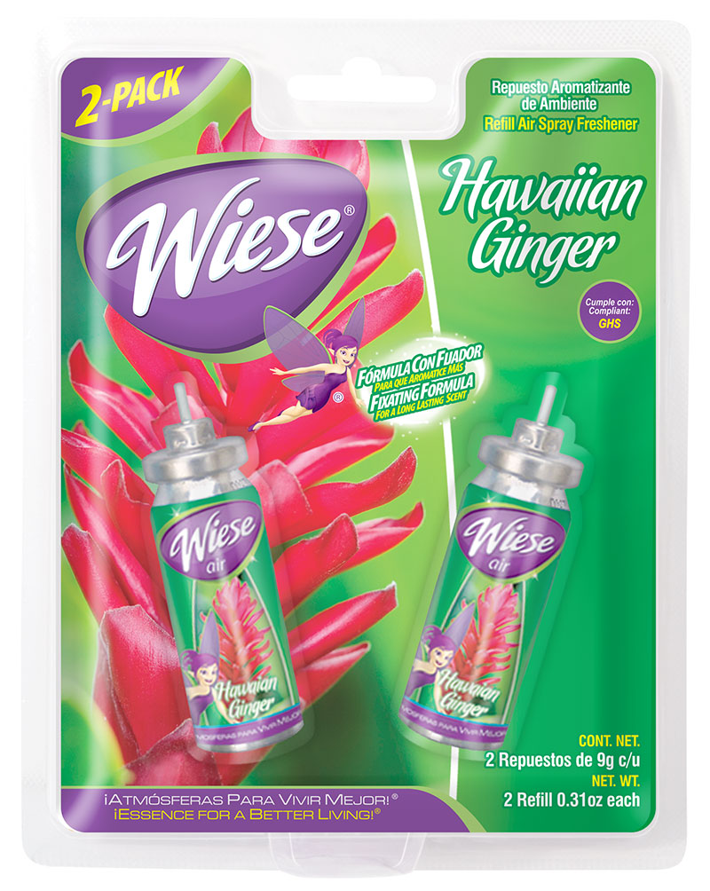 Recharge de rafraichisseur d'air pour mini distributeur - fragrance gingembre hawaien - 2 bouteilles de 9 g (0,31 oz) - Wiese NAESM05